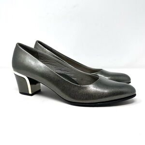 Soft Style Deanna Women Patent Leather Dark Pewter Crosshatch Shoes